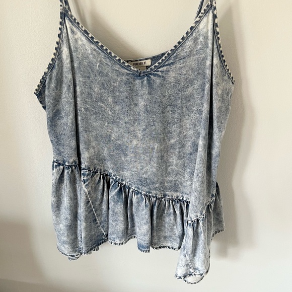 FOREVER 21 Acid Washed Ruffle Tank - Picture 3 of 7